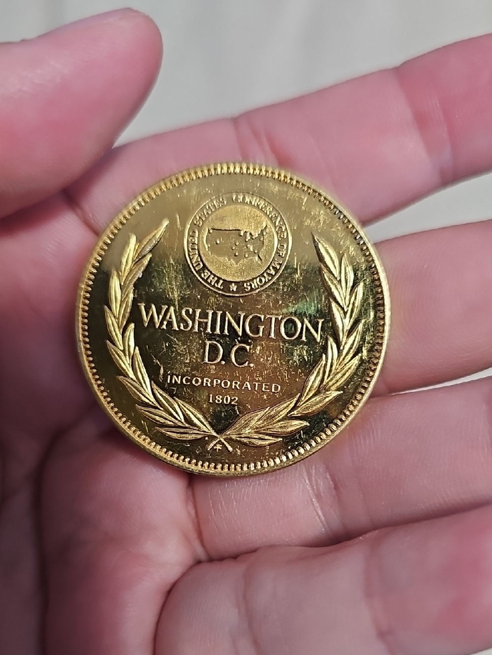 24k Gold Plated Sterling Silver 925 USA Washington DC Coin